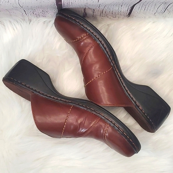 Bjorndal Ivy Brown Leather Monk Strap Cap Toe Clog Mule Shoe Womens 8M Casual - Picture 14 of 17